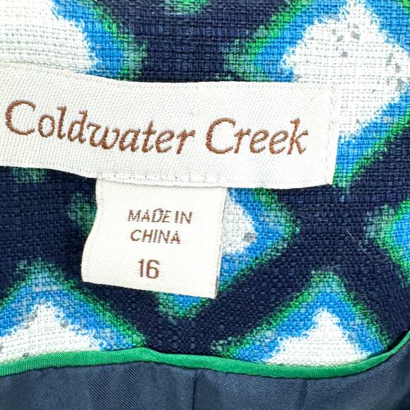 Coldwater Creek Womens Short Sleeve Jacket Blazer Blouse Size 16 Diamond Cotton - Picture 2 of 7